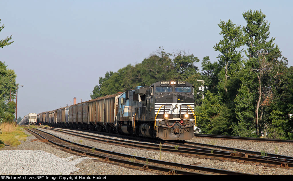 NS 9029 & GMTX 9037 prepare to lead grain train 58Z out of the yard